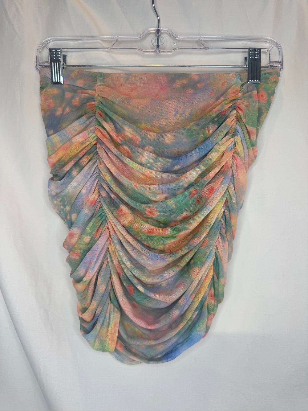 AFRM Martina Ruched Mesh Mini Skirt Multi Color - Picture 4 of 15